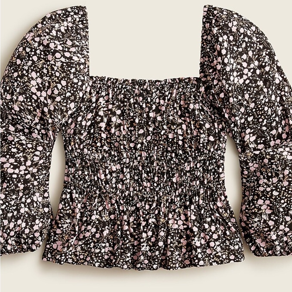 J. Crew Puff Sleeve Smocked Blouse